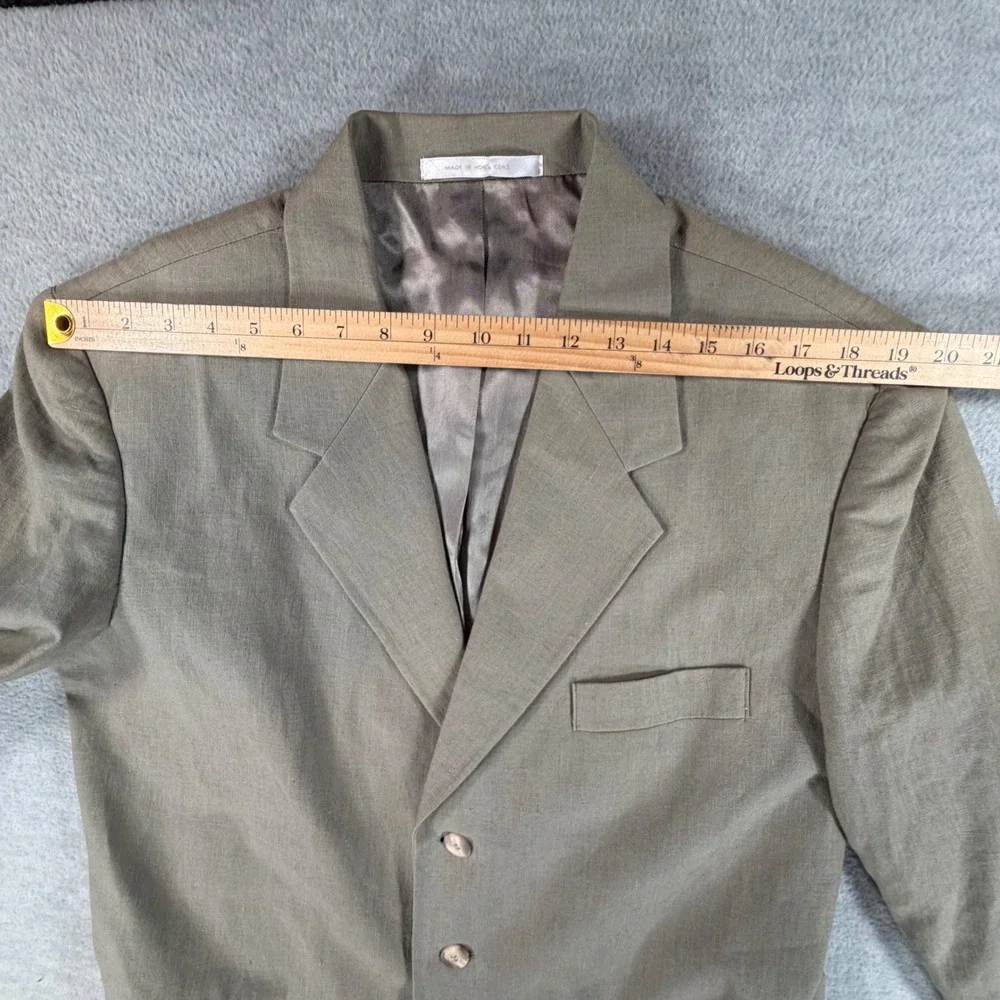 Perry Ellis Linen Blend Blazer Mens M Olive green 3-Button Sport Coat Jacket 42R